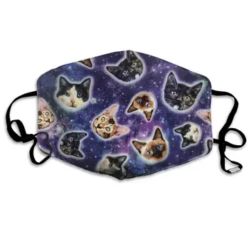 

NiYoung Breathable Anti Dust Mouth Mask with Adjustable Earloop, Warm Windproof Reusable Washable Half Face Mask, Galaxy Cats