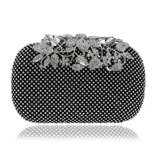 YM1020black Роскошный женский клатч GLOIG, серебристый/золотой/черный, женские свадебные сумки, бриллианты, лист металла, вечерние сумки, чехол - Цвет: YM1020black