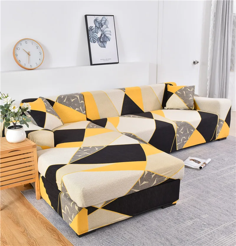 Printed Corner Sofa Covers Couch Slipcovers Elastic Sofa Protector for Pets Chaise  Longue Cover L Shape Sofa Armchair