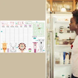 Planificateur hebdomadaire et mensuel magnétique, tableau blanc effaçable à sec, calendrier de la cuisine, tableau des messages pour étudiants et enfants A3 