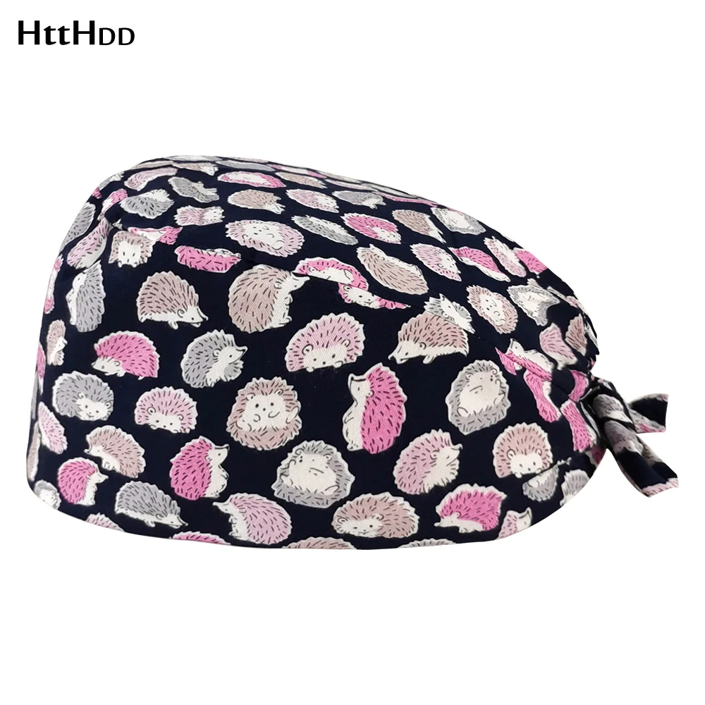 

Unisex Back Ties Frosted Cap Fashion Pet Grooming Agency Working Scrub Hat Printed Beauty Salon Work Scrubs Caps Adjustable Caps