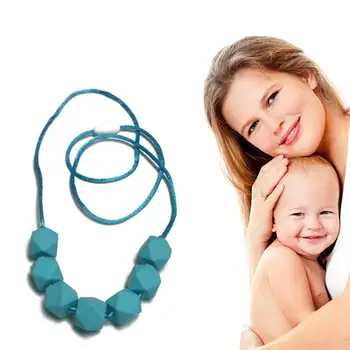 

1PC Baby Teether Molars Obligations Silicone Chews Gutta-percha Teeth Grinding Bead Women's Feather Pendant Necklace