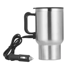 500 мл, 12 В, портативный чайник для путешествий, кофейная кружка, электрическая, нержавеющая сталь, с прикуривателем, кабель для автомобиля, вода, сохраняет тепло, чайник