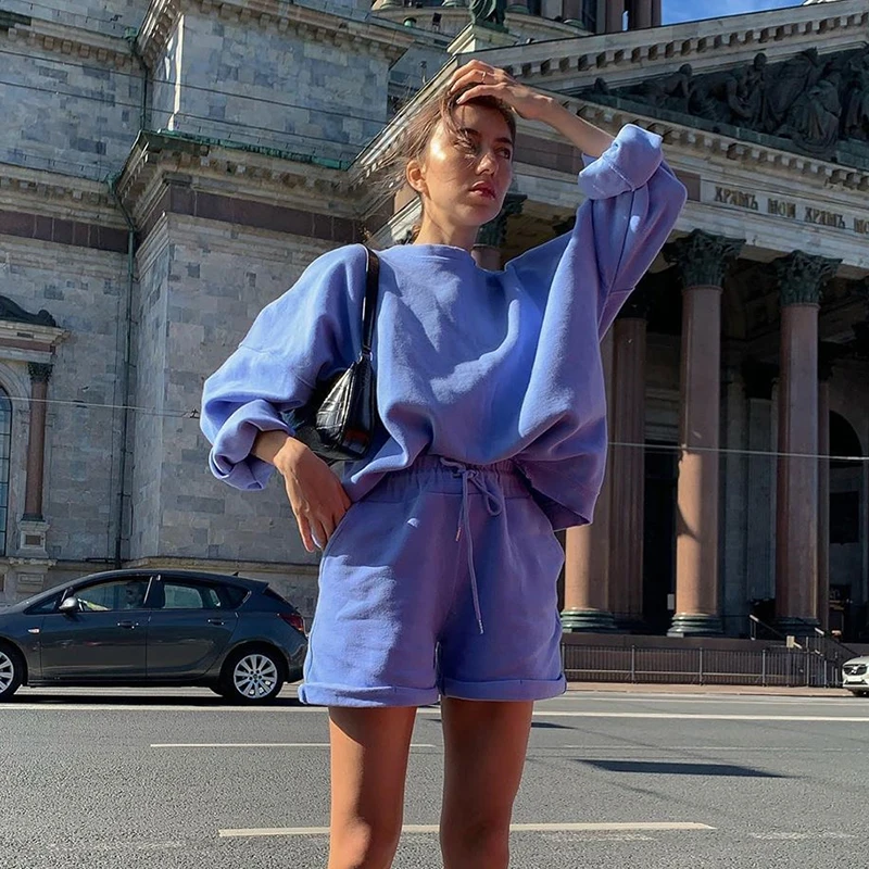 Rockmore Baggy Two Pieces Sets Long Sleeve Sweatshirts and Shorts