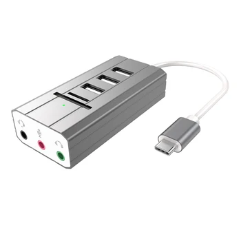 

Converter Card Reader Docking Station Compact Lightweight Exterior Sound Card Multi-port Aluminum Alloy Portable USB Hub