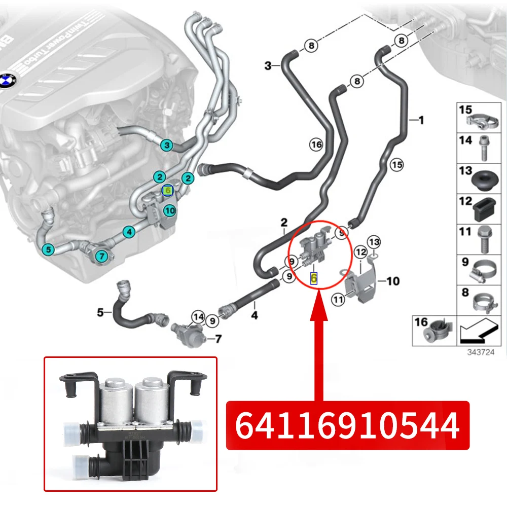 BMW X5 X6 E53 E70 E71 E72 F15 F16 N62 N54 N55 B47 M50 ڵ     ̵ַ Hydrovalve 64116906652