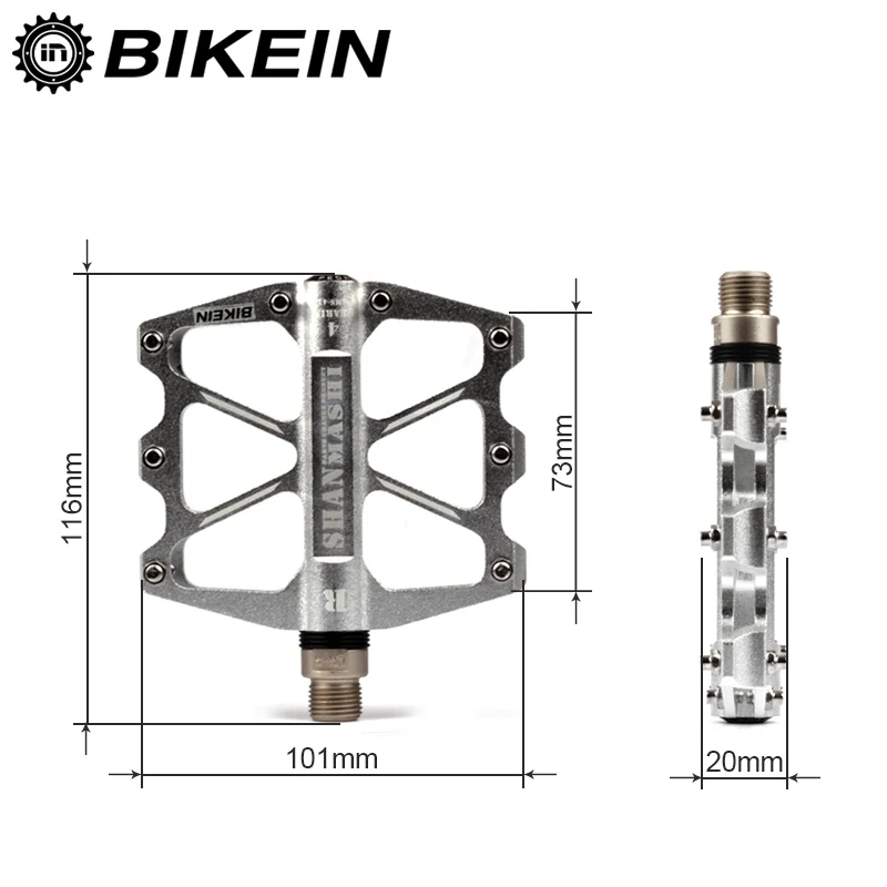 BIKEIN Ultrelight Bicycle Cycling Aluminum CNC BMX 4 Bearing Pedals 340g MTB Platform Pedal Mountain Bike Accessories 5 Colors