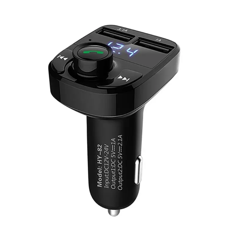 HY-82 автомобильное зарядное устройство с двумя usb-портами, Bluetooth, MP3, fm-передатчик
