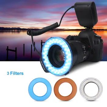 

48pcs LED Ring Flash Light with 8 Ring Adapters for Canon for Nikon for Pentax for Olympus l Right Light