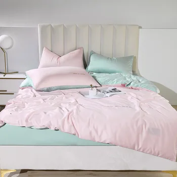 

Spring and Summer New Style Tencel 60 Woody Rose Four-piece Set Cotton Solid Color Cool and Refreshing Kit Sheet Li Bedding Arti