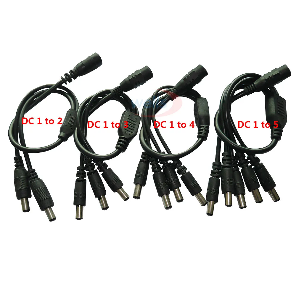 

1pcs 1 Female to 2 3 4 5 Male DC Power Splitter Plug Cable for CCTV security Camera Accessories power Supply adapter 2.1*5.5mm