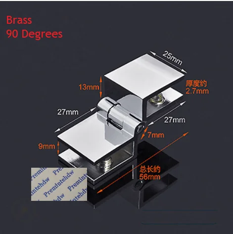 90 Degrees Brass 4 шт./лот хромированная твердая латунь цинк 5-8 мм стеклянная дверная петля Показать чехол шкаф для вина 0 90 180 градусов боковое стекло - Цвет: 90 Degrees Brass