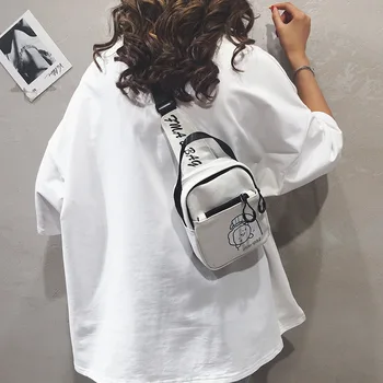 

Ladies canvas small bag female foreign style broadband chest bag wild handbag shoulder messenger bag unisex bag