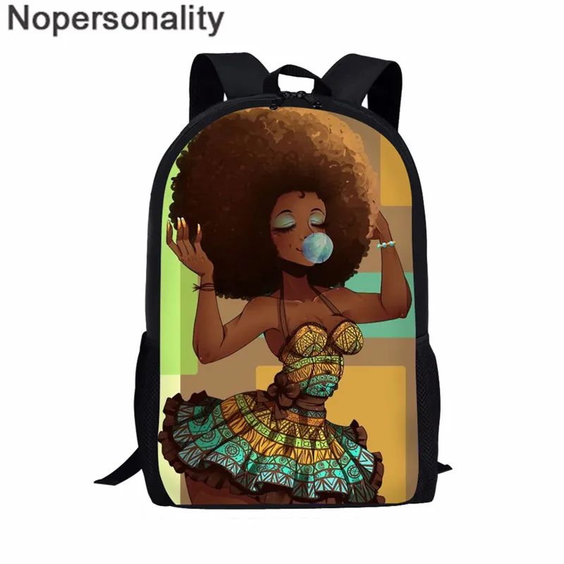 Nopersonality/Детский рюкзак, 3 шт./компл., для детей, черный, художественный, Африканский, для девочек, с принтом, книга, сумка для подростков, сумка через плечо, сумка - Цвет: Z5162C