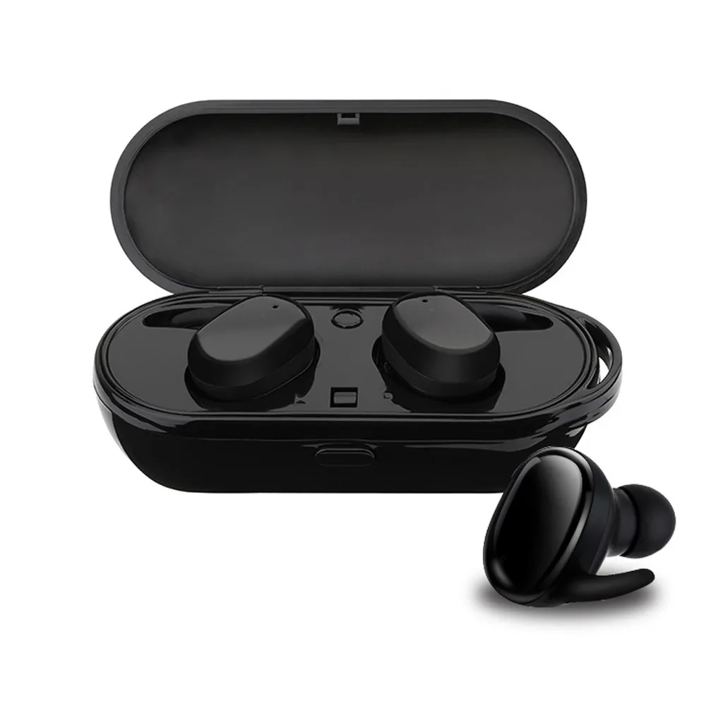 Черный TWS Bluetooth наушники с сенсорным управлением мини-наушник микрофон handfree зарядка коробка беспроводной 3D беспроводной Bluetooth спортивные наушники телефон - Цвет: Черный