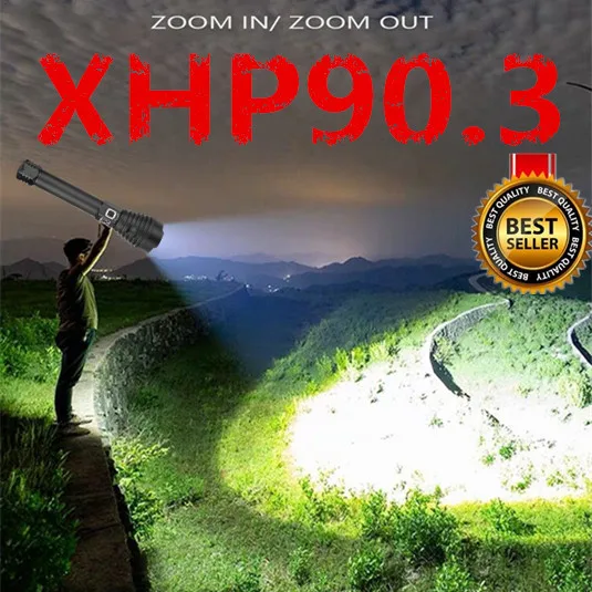 Яркий Aliexpress11.11 XHP90.3 самый мощный светодиодный фонарик usb Zoom тактический фонарь