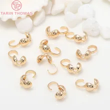 50PCS 5x10MM 24K Gold Color Plated Brass Crimp End Caps Clasps Wire and Thread Covered Clasps Diy Jewelry Findings Accessories