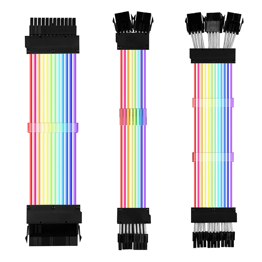 Cabo de Extensão da Fonte de Alimentação de Argb Psu Rgb Atx 24pin Pcie Gpu Duplo Triplo Pinos Mais Cabo de Cabo de 2pin Cabo de Extensão da Placa-mãe
