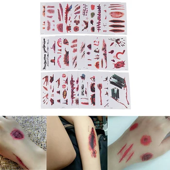 

30PCS Waterproof Temporary Tattoos Lady Women 3d Reality Vampire Blood Scar Design Tattoo Sticker Halloween
