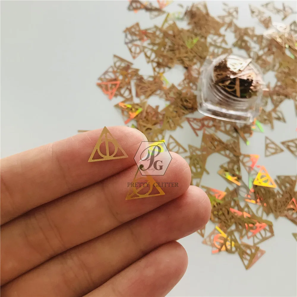 Nail Decoration Glitter 1 Box Potter and the Deathly Hallow Shape Hollow Triangles Holographic Sequins For DIY Art Craft