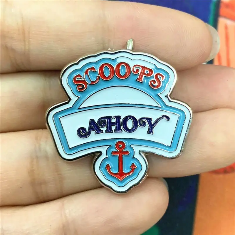 Thicken alloy Stranger Things Brooch Pin Scoops ahoy Metal badge cosplay accessories men otaku Gift