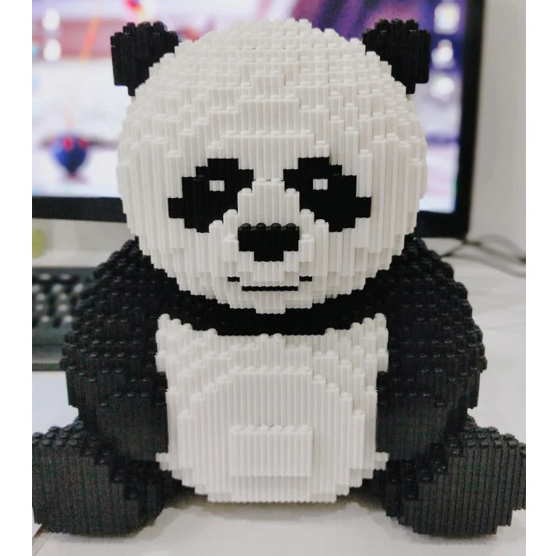 DUZ 8616 Мультфильм Китай медведь кошка панда животное 3D модель DIY Мини строительные блоки кирпичи игрушки для детей 26 см в высоту без коробки