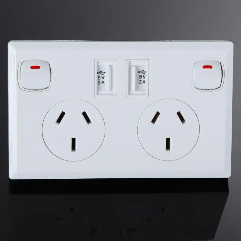 Настенная розетка с двумя usb разъемами австралийская штепсельная вилка Вилка для