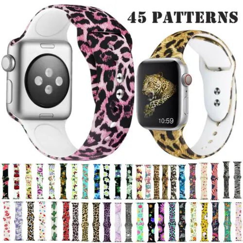 Силиконовый ремешок с леопардовым принтом для Apple Watch 38 мм/40 мм 42 мм/44 мм спортивный ремешок для iWatch серии 1 2 3 4 5 браслет ремень