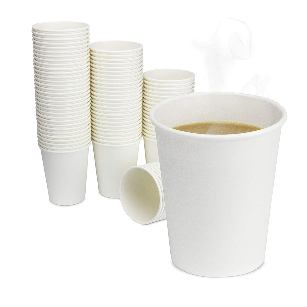 

MONGKA 9 oz Disposable White Paper Coffee Cups, Hot and Cold Beverage Cup For Espresso, Cortado, Latte,Tea, Drinks With Lids