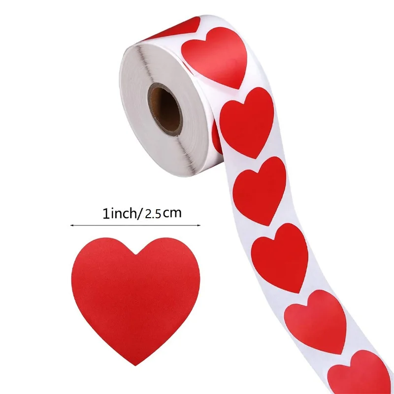Heart Red Stickers seal labels 50-500pcs Labels stickers scrapbooking for Package and wedding decoration stationery sticker afbeelding