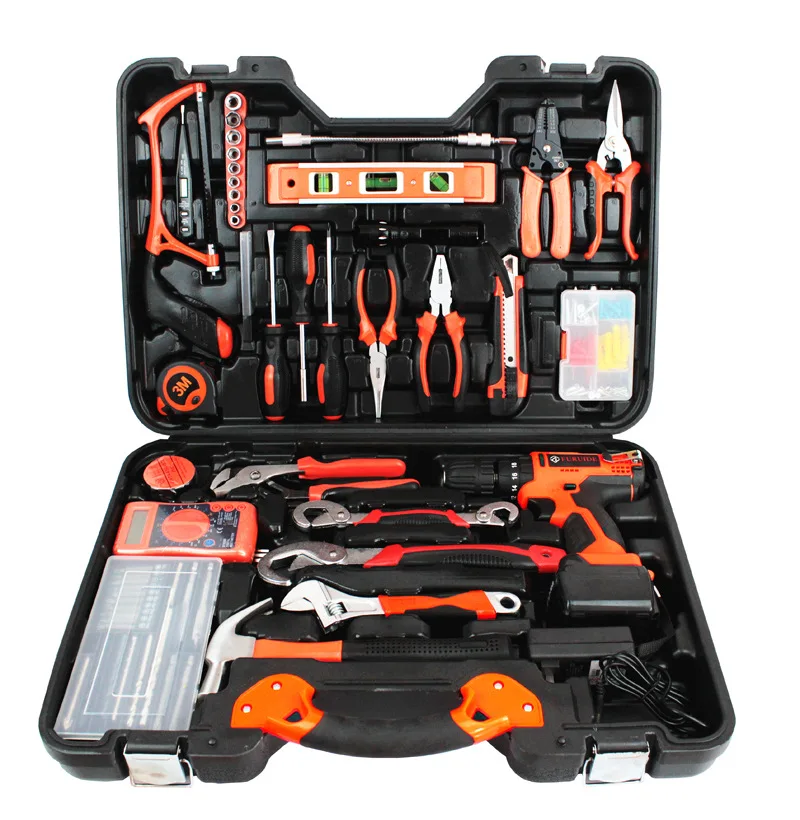 

128-Piece Hardware Tools Combination Set Lithium Battery Electric Drill Set Electric Screwdriver Woodworking Manual Tool Box