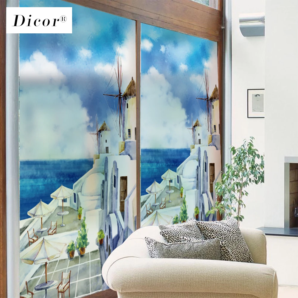 Клейкая пленка синего цвета для украшения дома Классическая Ретро из