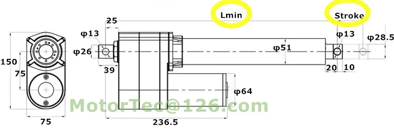 linear actuator drawing