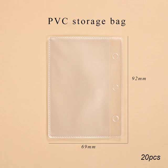 Cute Transparent Mini Loose-leaf Notebook Creative Portable Pocket Hand Book 3 Ring Binder Kawaii School Supplies Stationery 20 pcs Storage bag