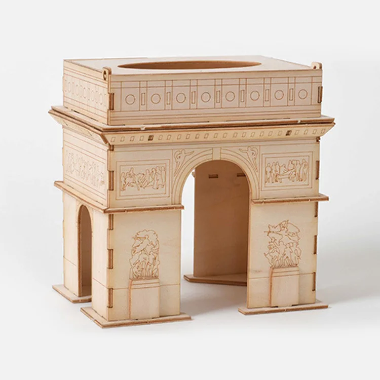 

Laser Cutting Arc de Triomphe Shark Fish Toys 3D Wooden Puzzle Toy Assembly Model Wood Craft Kits Desk Decoration for Children