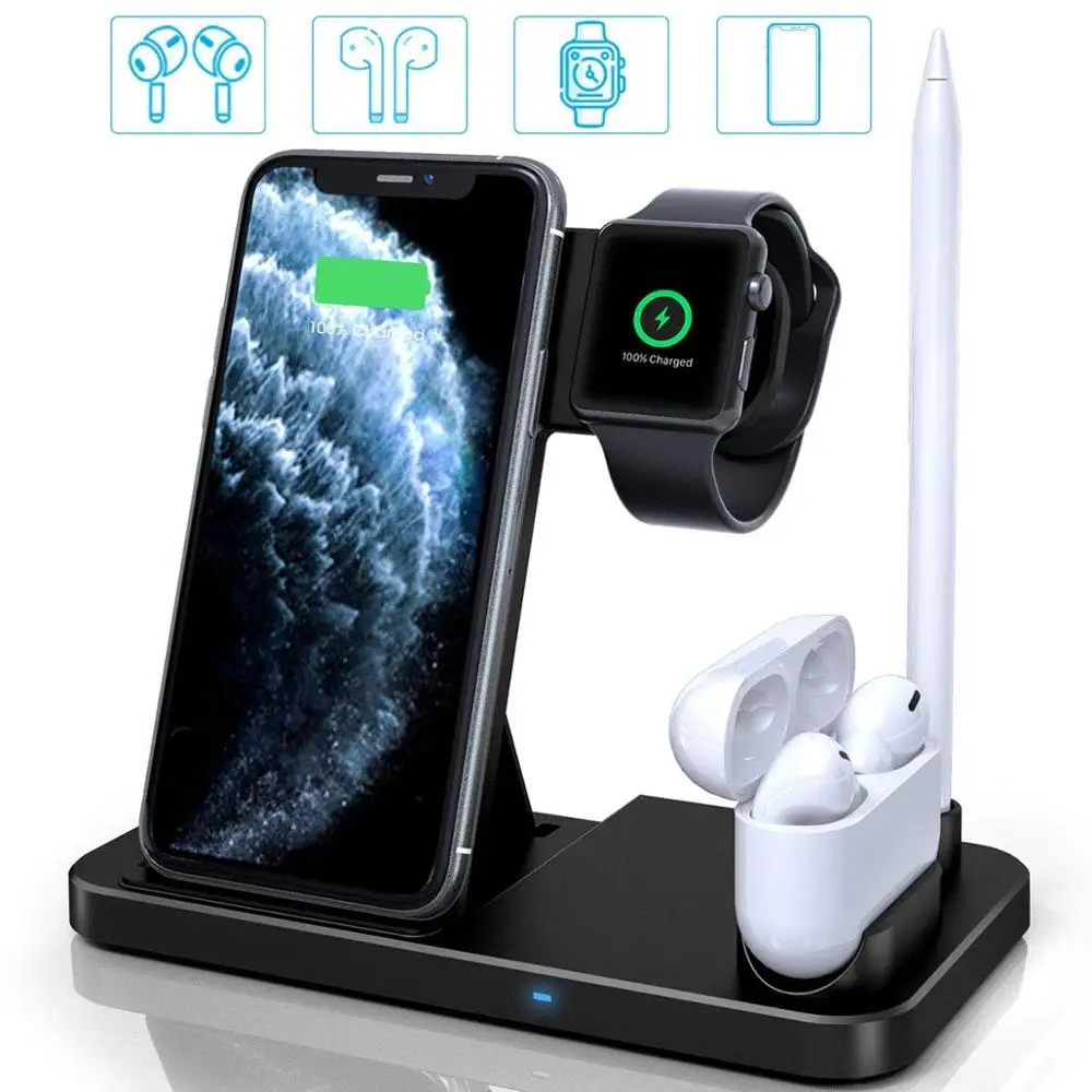 3 in 1 Qi Wireless Charger Stand for iPhone 12 11 XS 8 XR Samsung S20 S10 Fast Charging Station For Apple Watch 6 SE Airpods Pro
