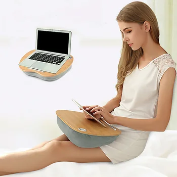 

Besegad Multifunction Laptop Lap Tablet Desk Stand with Headrest Pillow Wooden Platform for Office Home Indoor Outdoor Use