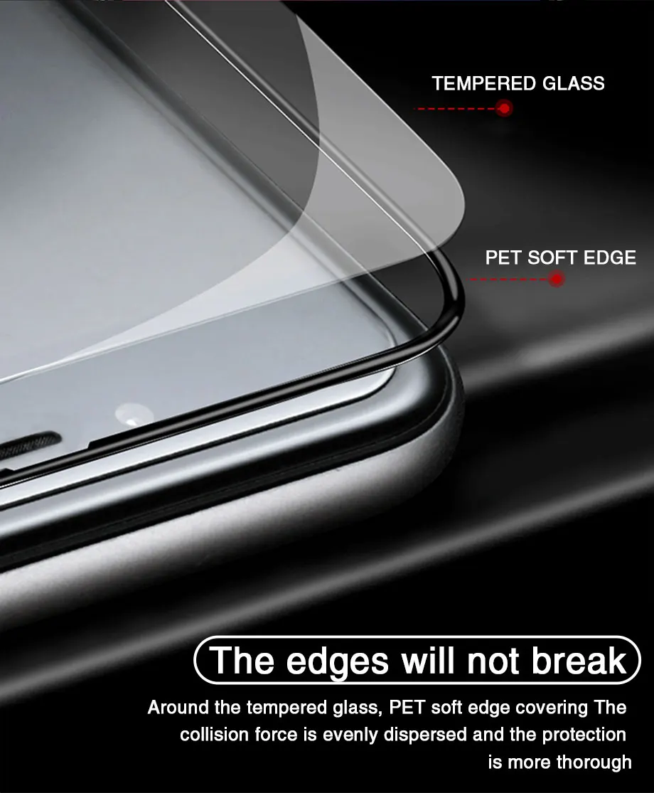 200D полное защитное стекло с закругленными краями для iPhone 7 8 6 6S Plus, закаленное защитное стекло для экрана 11 X XR XS Max