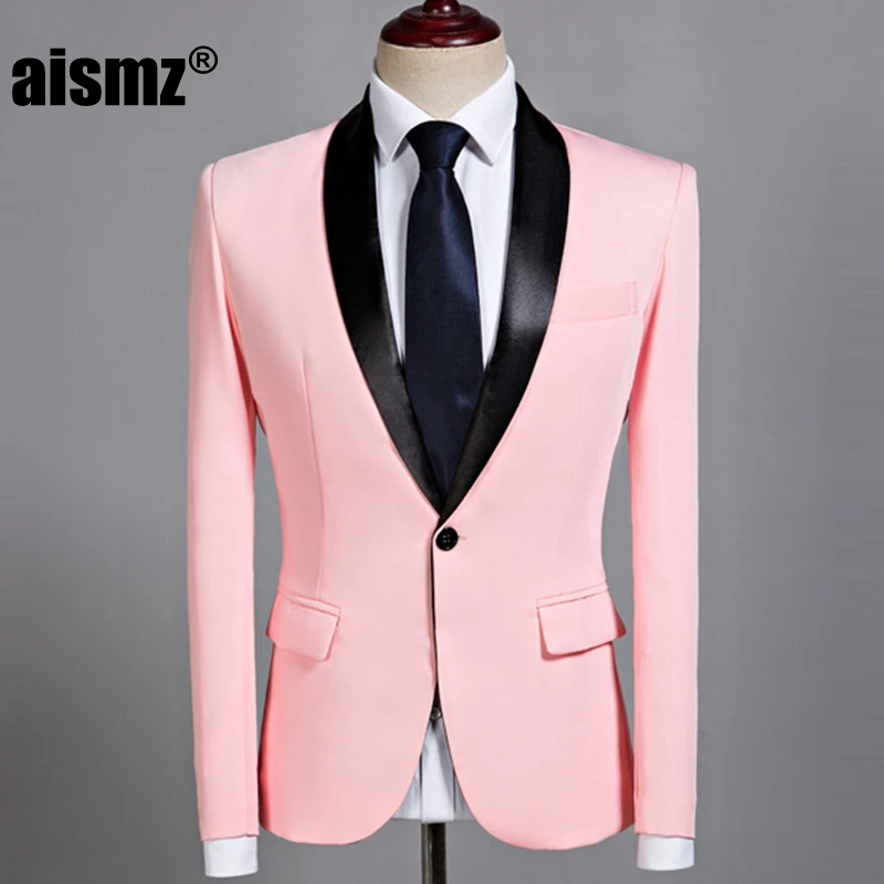Aismz Мужская размера плюс Классическая шаль лацкане Slim Fit пиджак Повседневный желтый блейзер дизайн костюм сценическая одежда для певцов