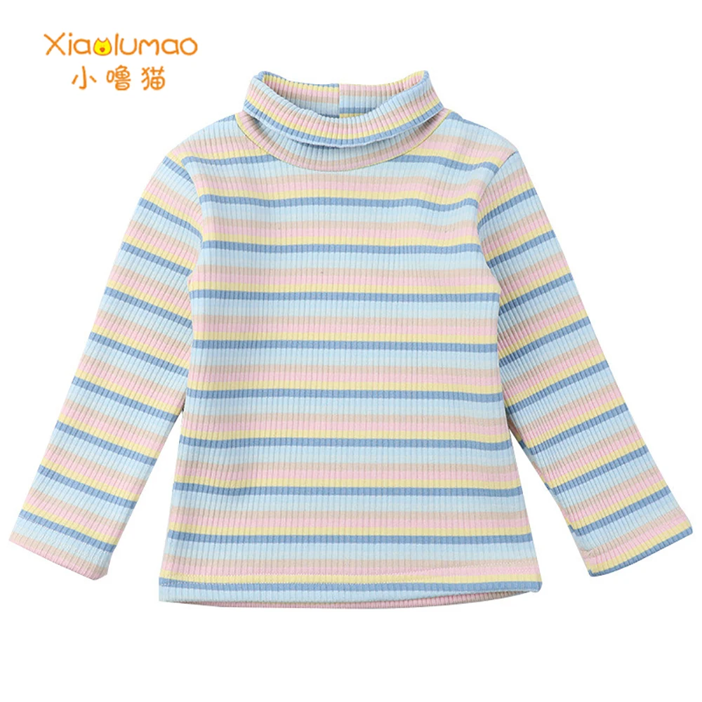 

Girls Sweater Kids Turtleneck Bottoming Shirt For Children Clothes Baby 100% Cotton Long-sleeve New Spring Girl Tops XIAOLUMAO
