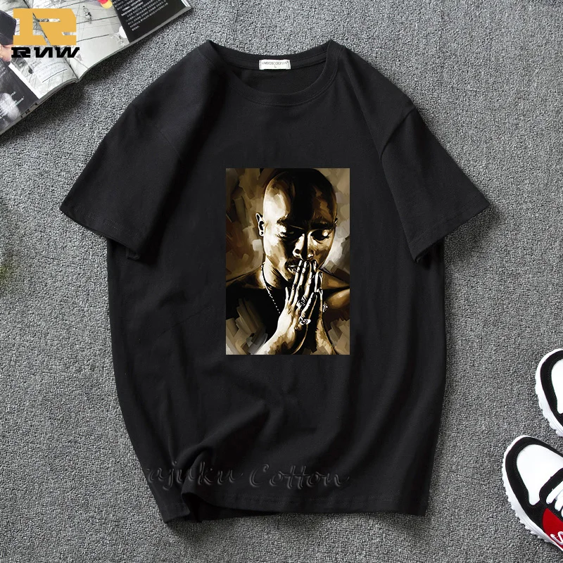 2Pac Tupac Amaru Shakur Makaveli Raper Модная женская/мужская белая футболка эстетический Графический хип-хоп Футболка уличная Футболка с принтом