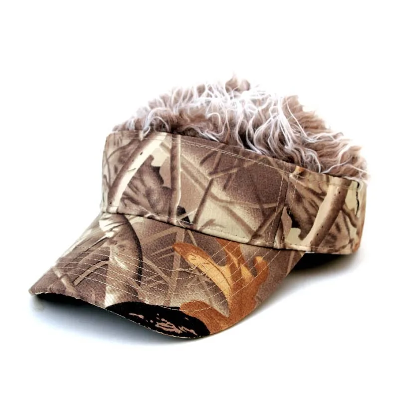 beanie cap Men Women Casual Camouflage Visor Hat Sunshade Adjustable Sun Visor Baseball Cap With Spiked Hairs Wigs Casquatte Hip Hop Hats designer skully hat