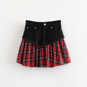 

2019 Women's Summer Mini Plaid Skirt Female Pleated Mini Skirt Casual Fashion With Zipper