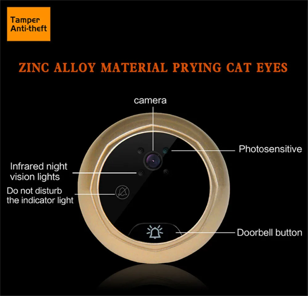 Беспроводной домофон видео дверной звонок Домофон цифровой дверной глазок Дверь глаз дверной звонок домашняя камера безопасности ночного