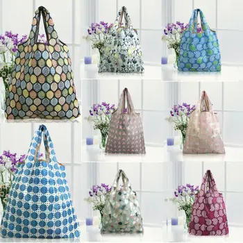 

HOT Waterproof Fordable Handy Shopping Bag Cool Grocery Storage Handbag Foldable Key Chain Tote Pouch Reusable Shopping Bags