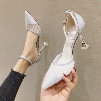 

Mesh fairy selling sandals high heels spring/summer 2020 stiletto-tipped anti-slip shiny party joker comfortable women's shoes