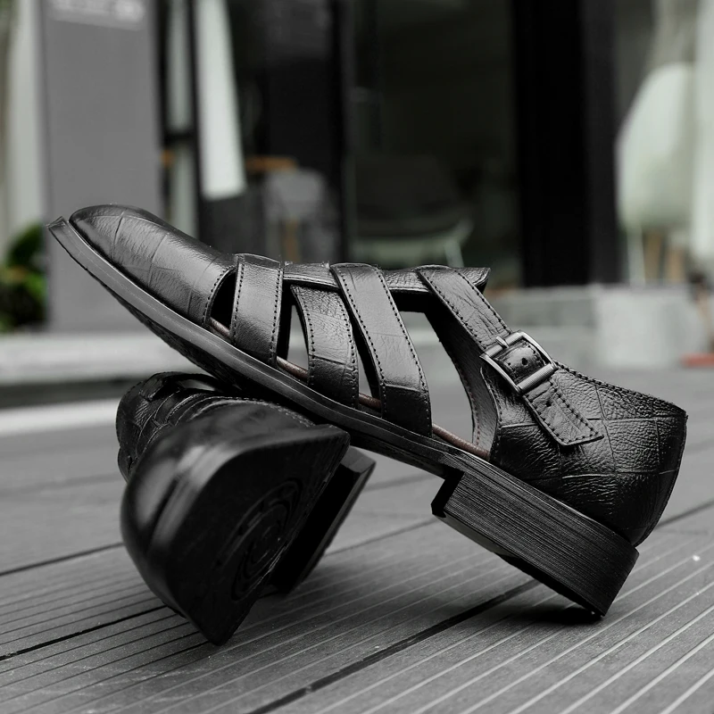 High Quality Big Size men sandals genuine leather sandals Men