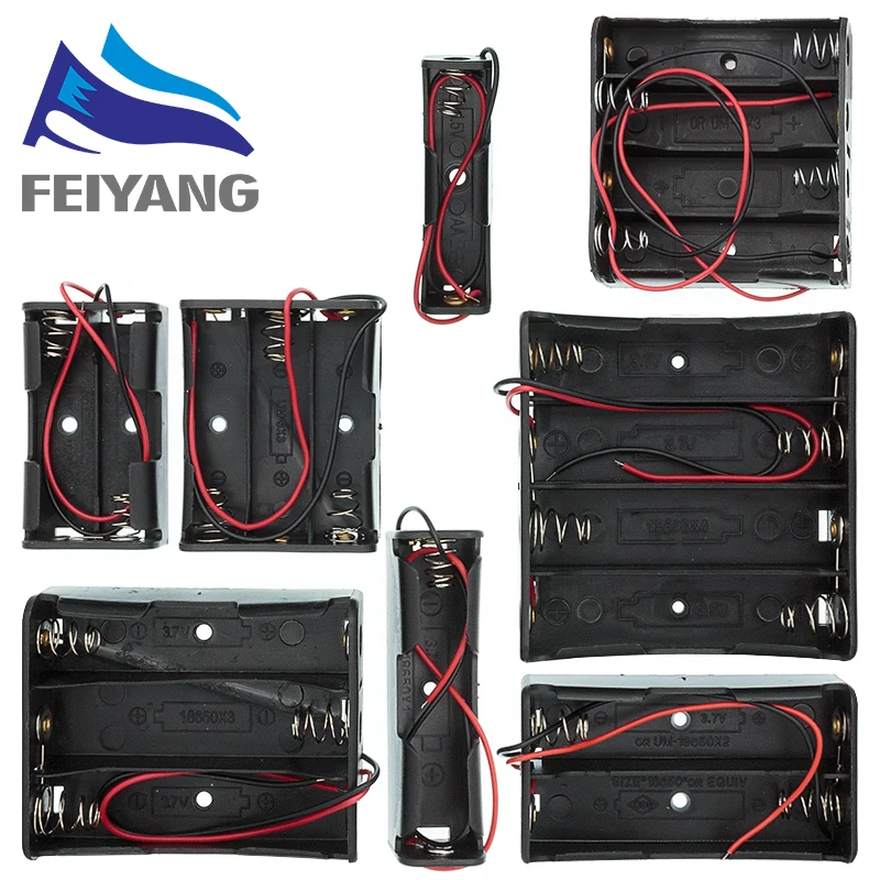 Plastic Standard Size AA/18650 Battery Holder Box Case With Wire Lead 3.7V/1.5V Clip,battery holder box