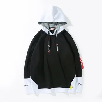 

Autumn Spring 5XL Hoodies Sweatshirts Men Fake 2 Pcs Cotton Hooded Japanese Style Sweatshirt Mens Hip Hop Black Causal Hoodies