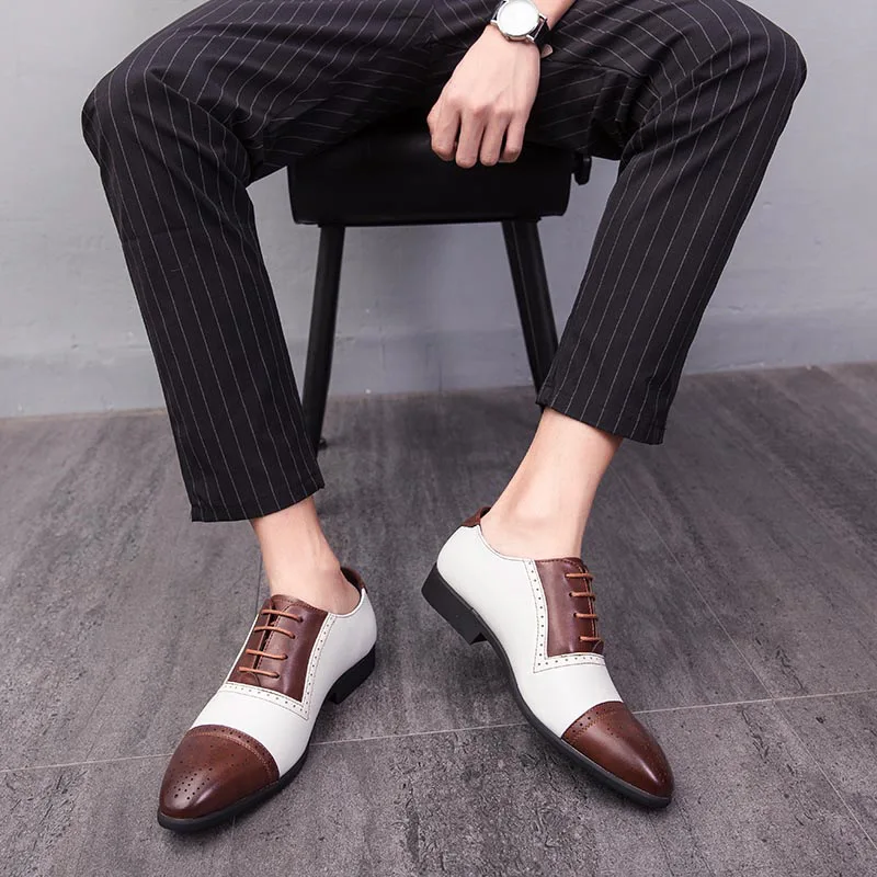 Merkmak/деловые кожаные туфли в британском стиле; модные свадебные туфли с острым носком; дышащая обувь с перфорацией типа «броги»; большие размеры